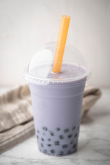 taro potato iced tea with tapioca