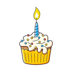 Birthday cupcake isolated