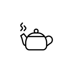 Hot Kettle icon  in black line style icon, style isolated on white background