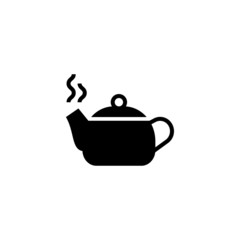 Hot Kettle icon in black flat glyph, filled style isolated on white background