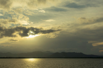 sunset over the lake