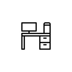 Table icon Dresser  in black line style icon, style isolated on white background