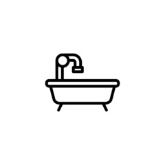 Bathtub icon  in black line style icon, style isolated on white background