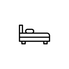 Bed icon in black line style icon, style isolated on white background