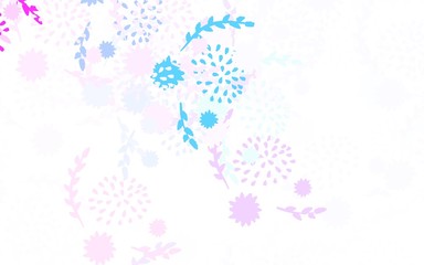 Fototapeta na wymiar Light Pink, Blue vector doodle layout with flowers, roses.