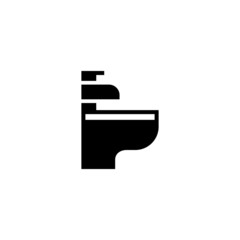 Bidet icon in black flat glyph, filled style isolated on white background