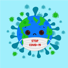earth stop corona virus illustration