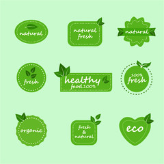 set of green eco labels