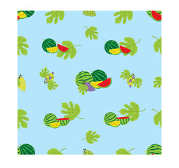 Seamless Pattern with Fruits as Object