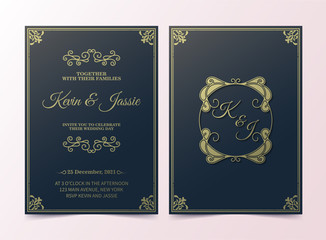 Retro wedding invitation on dark background
