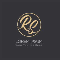 Initial letter logo RS, SR, logo template, with circle shape