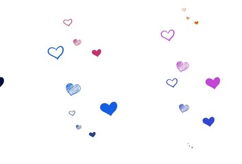 Light Blue, Red vector backdrop with sweet hearts.