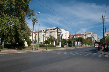 Athens, Greece, May 2020: The city of Athens deserted during the coronavirus quarantine 