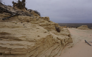 The eroding sand dunes of Mungo National Park, Australia.