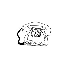 Hand draw telephone icon logo
