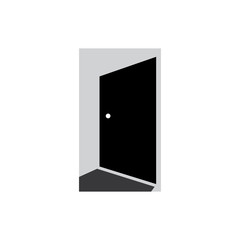open the door icon isolated on gray background
