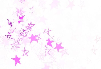 Light Purple, Pink vector pattern with christmas stars.