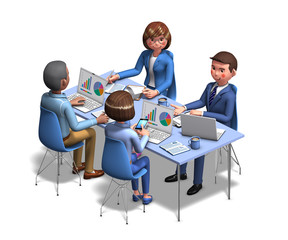 Illustration of businessmen in a meeting, created in 3d rendering
