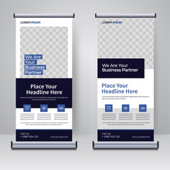 Naklejka premium Corporate rollup or X banner design template 