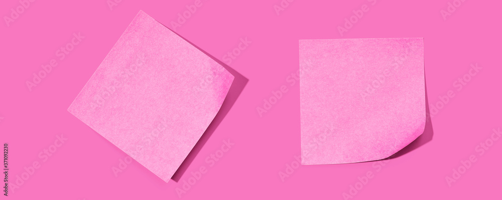 Poster sticky notes with shadow overhead view - flat lay