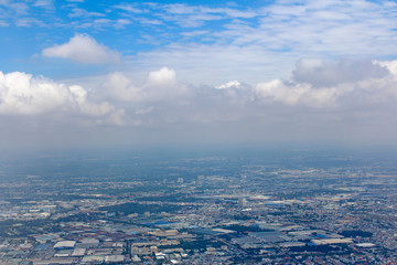 View of Ho Chi Minh city from the airplane's window