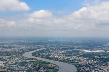View of Ho Chi Minh city from the airplane's window