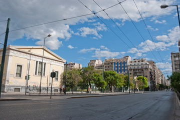 Obraz premium Athens, Greece, May 2020: The city of Athens deserted during the coronavirus quarantine 