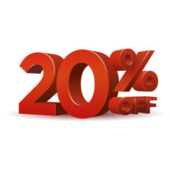 Red Percentage discount symbol 20% off