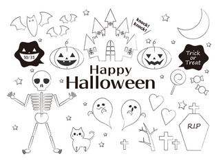 ハロウィン モノクロ素材セット