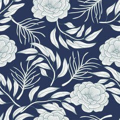 Floral seamless pattern with leaves. tropical background	