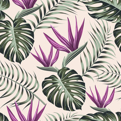 Floral seamless pattern with leaves. tropical background	