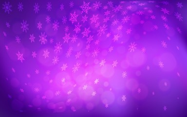 Light Purple, Pink vector pattern with christmas snowflakes. Blurred decorative design in xmas style with snow. The template can be used as a new year background.