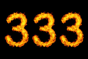 Number three hundred thirty three isolated on black background