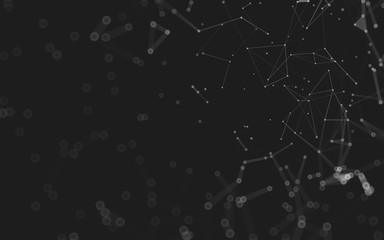 Abstract background. Molecules technology with polygonal shapes, connecting dots and lines. Connection structure. Big data visualization.