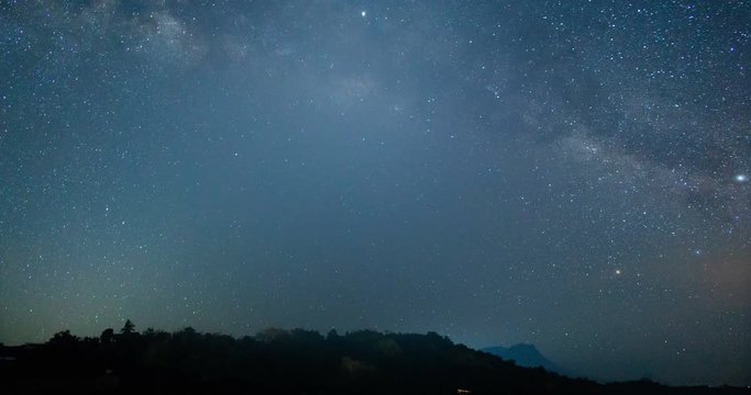 Stars Sky Turning Space Astrophotography Time Lapse at Matunggong Kudat, Sabah, Malaysia.