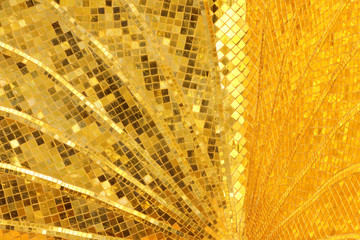 Gold mosaic glass wall texture for background