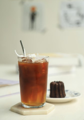 Canale dessert on dish with iced coffee 