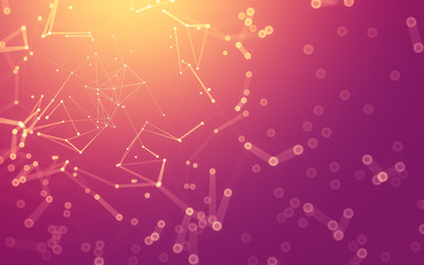 Abstract background. Molecules technology with polygonal shapes, connecting dots and lines. Connection structure. Big data visualization.