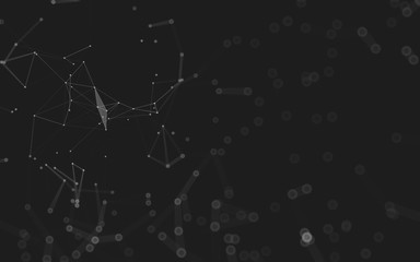 Abstract background. Molecules technology with polygonal shapes, connecting dots and lines. Connection structure. Big data visualization.