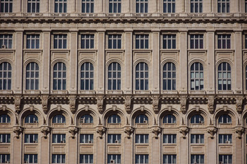 detail of windows on the facade of the Palace of Parliament