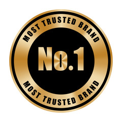 No.1 most trusted brand badge black and gold metallic color premium design