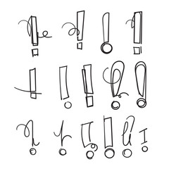 hand drawn doodle exclamation mark illustration icon