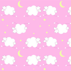seamless pattern with  clouds and sheep