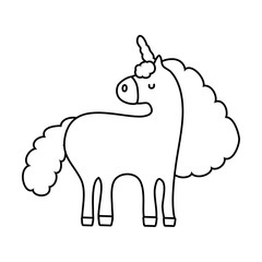 cute unicorn magical character line style icon