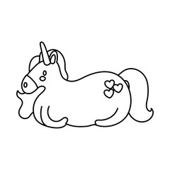 cute unicorn with hearts magical horse line style icon