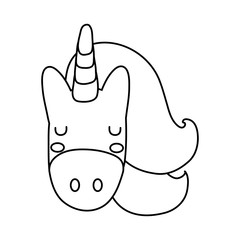 cute unicorn head line style icon
