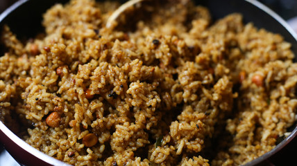 Puliyogare rice up recipe, South indian rice
