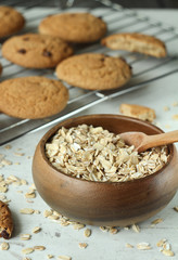 
oatmeal in a wooden plate