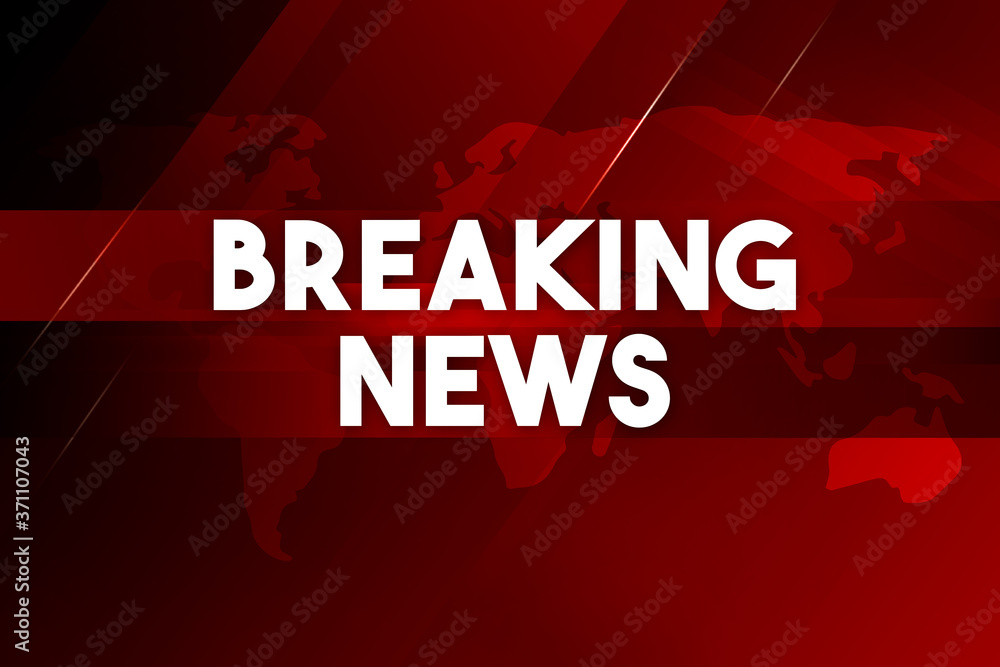 Poster breaking news world map background in modern style with red gradients