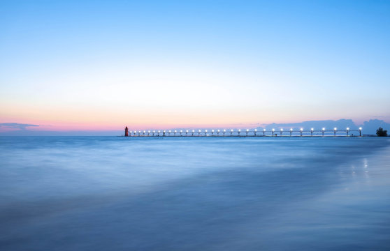 South Haven Light House On Lake Michigan 